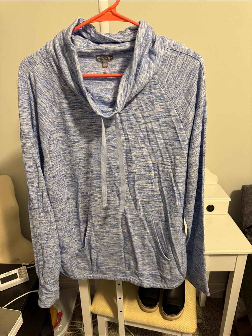Talbots Heathered Blue Cowl Pullover